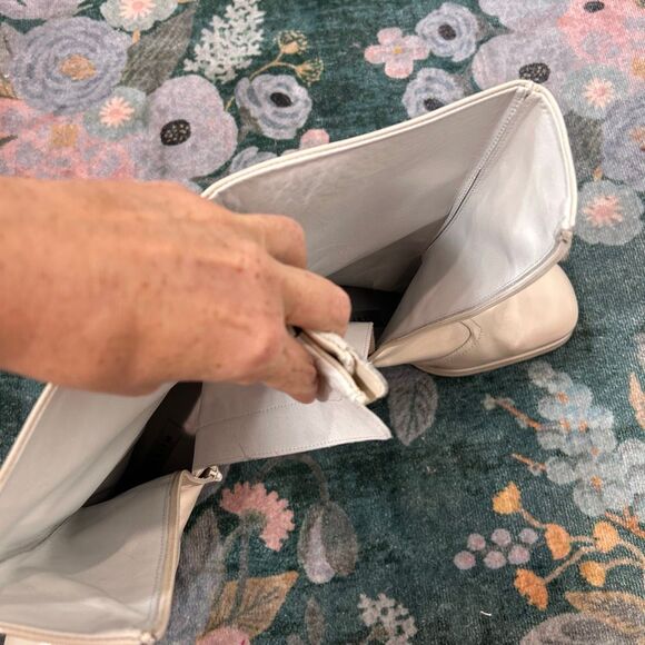 Miista Cass Boots 40 Cream White Patent Leather Block Heel Square Toe High Tall - Picture 16 of 16